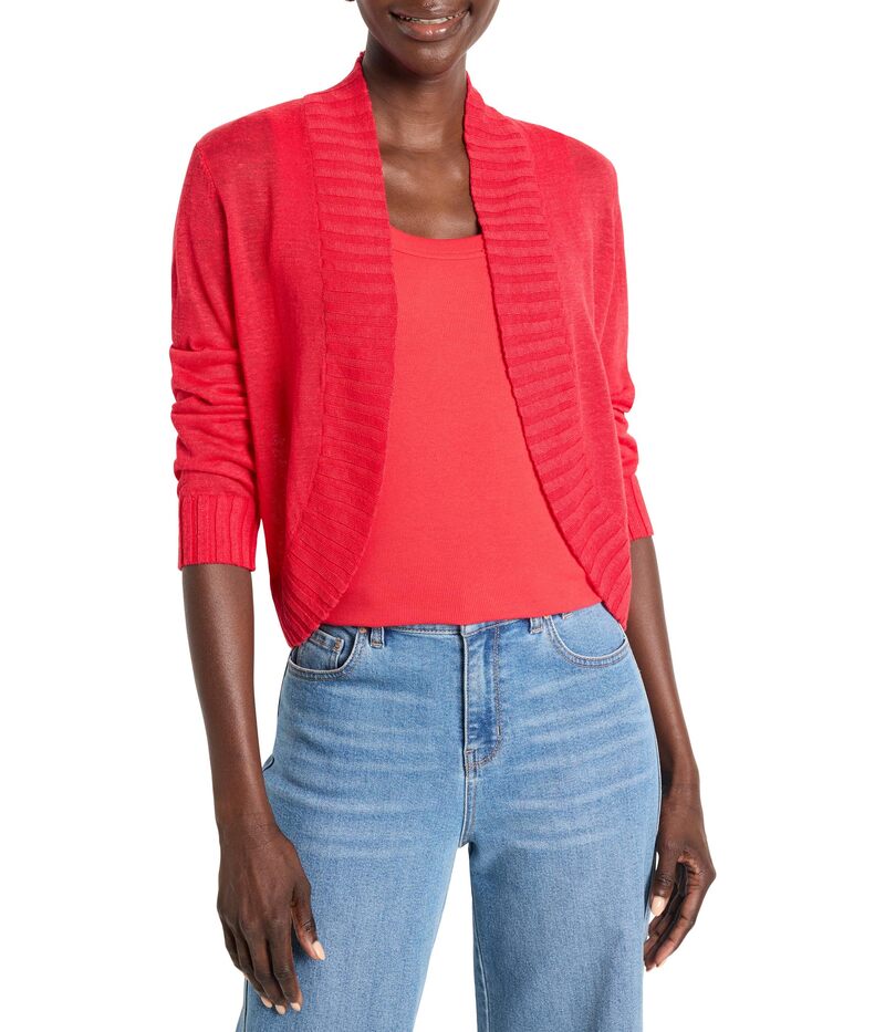 ニックプラスゾーイ レディース アウター ニット・セーター カーディガン NIC+ZOE Bolero Cardigan Haute Red レッド｜ReVida 店