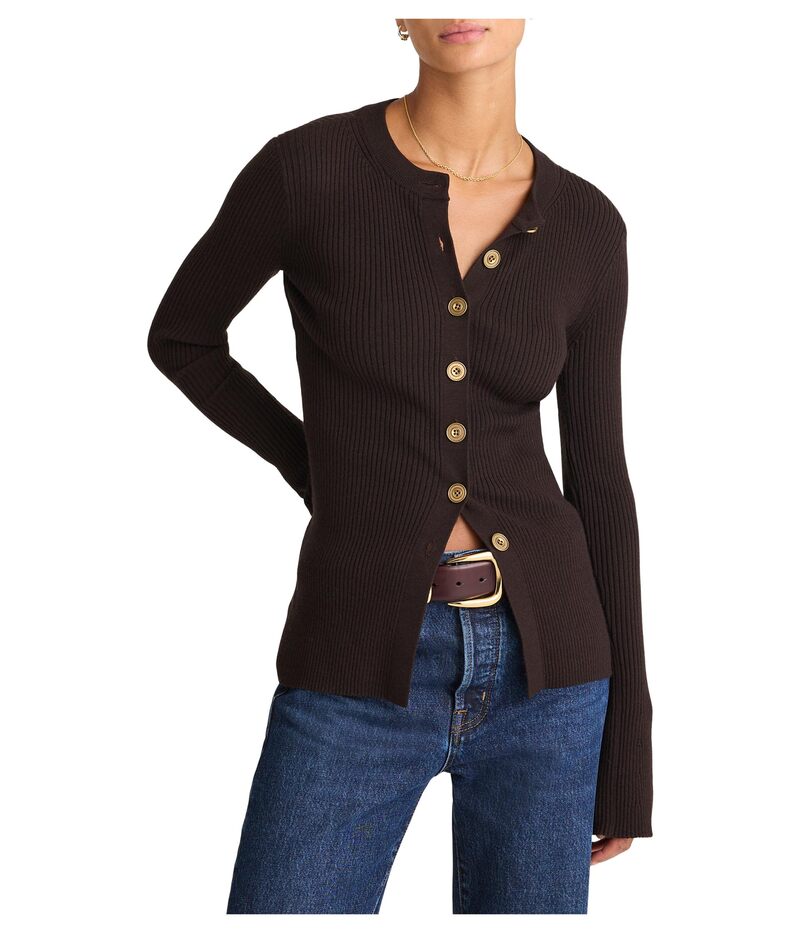 メイドウェル レディース アウター ニット・セーター Madewell Merino Stretch Button Longline Aria Jack Molasses｜ReVida 店