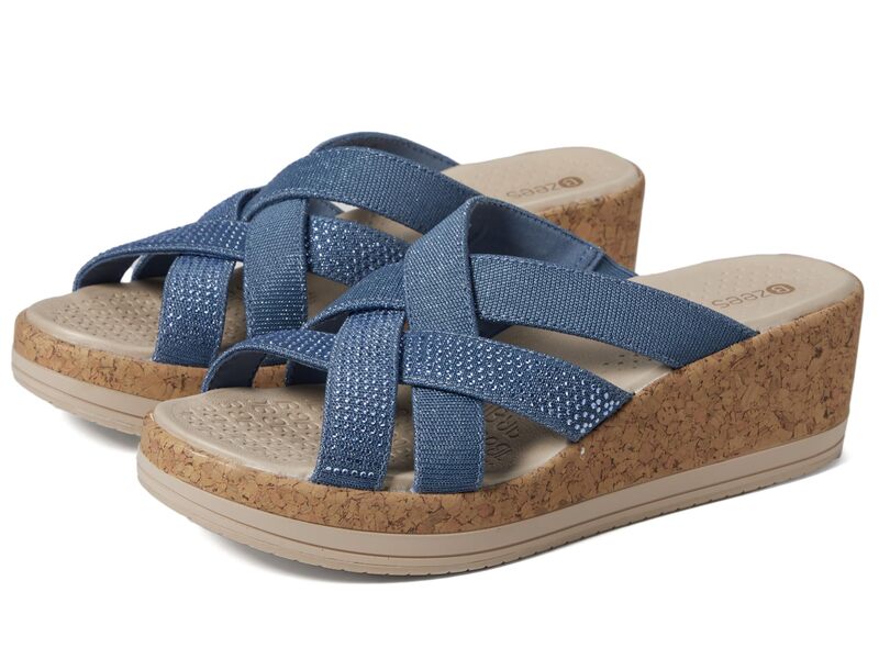 ビジーズ レディース シューズ ヒール サンダル Bzees Reign Wedge Sandals Blue ブルー