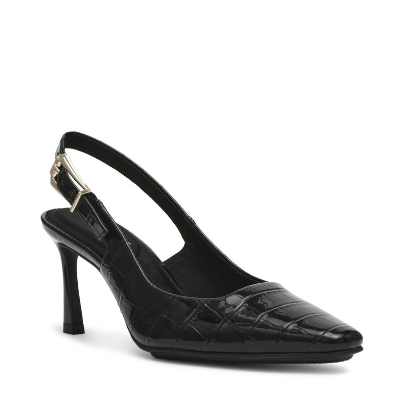 アンクライン レディース シューズ ヒール Anne Klein Ritzy Black Croc ブラック