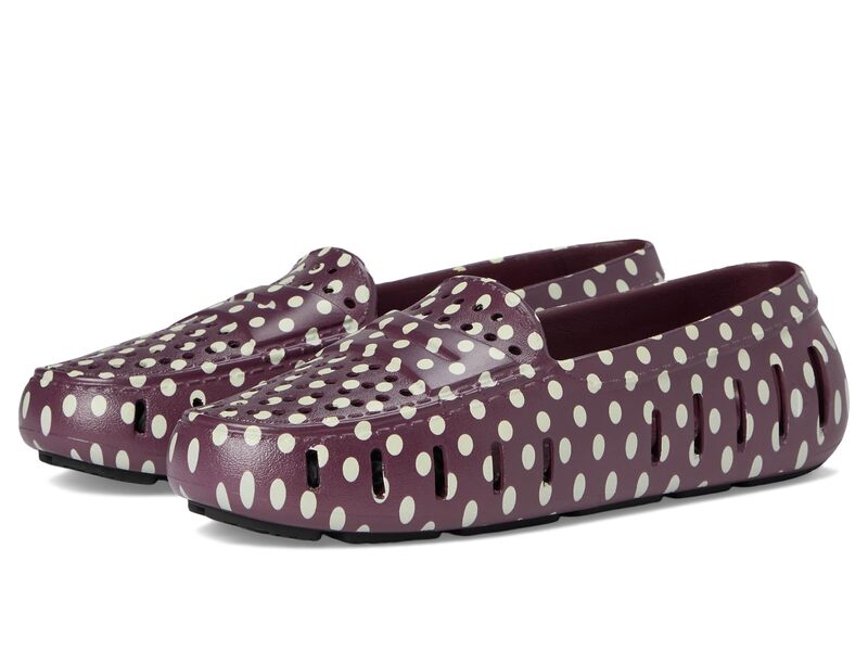 フローファ レディース シューズ スリッポン・ローファー プリント Floafers Posh Driver Print Burgundy Dots/Black ブラック