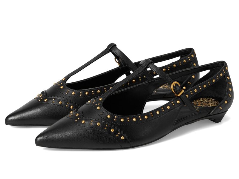 ヴィンスカムート レディース シューズ サンダル ヒール Vince Camuto Valkie Studded Kitten Heel T-strap Flat Mule Black ブラック