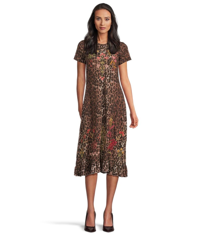 ジョニーワズ レディース トップス ワンピース フリル裾 フリル Johnny Washort Sleeve Ruffle Hem Dress Malaya Og Leopard アニマル