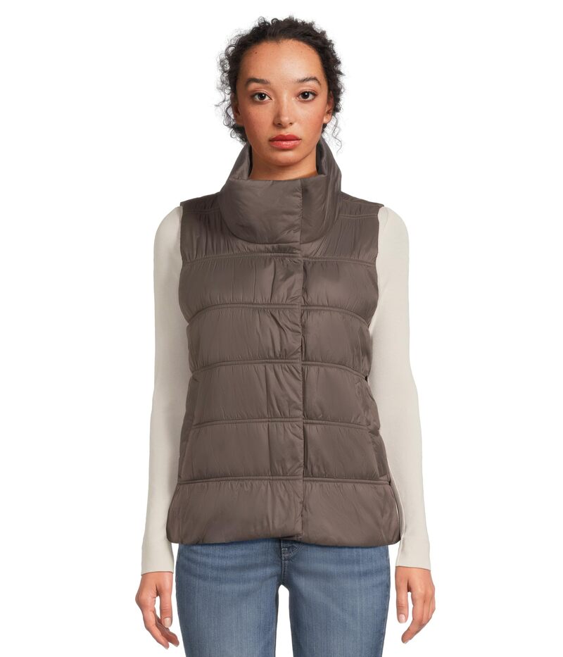 エイリーンフィッシャー レディース アウター 厚地の外套 限りない Eileen Fisher Eggshell High Collar Vest Rye