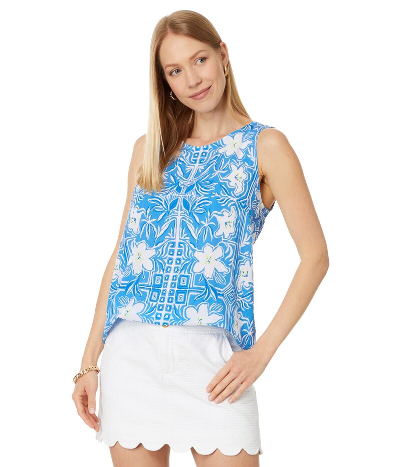 リリーピュリッツァー レディース トップス シャツ ノースリーブ Lilly Pulitzer Iona Sleeveless Top Lunar Blue My Flutter Half Engineered Woven Top ブルー