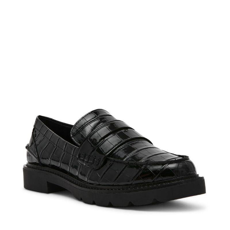 アンクライン レディース シューズ スリッポン・ローファー Anne Klein Eryn Black Croc ブラック