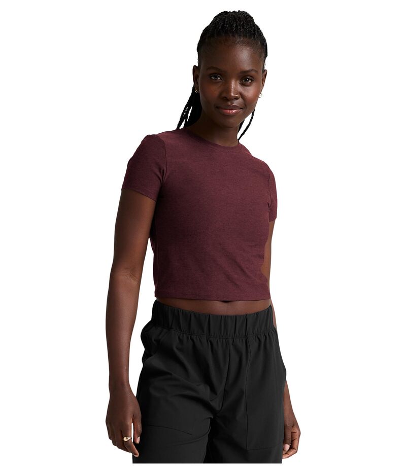 ビヨンドヨガ レディース トップス シャツ クロップド Beyond Yoga Featherweight Cropped Tee Midnight Burgundy Heather ヘザー