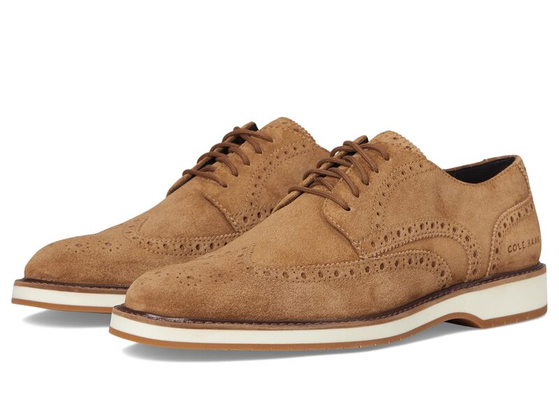 コールハーン メンズ シューズ オックスフォード ウィングチップ Cole Haan Morse Grand Wingtip Oxfords Golden Honey Suede/Silver Birch シルバー