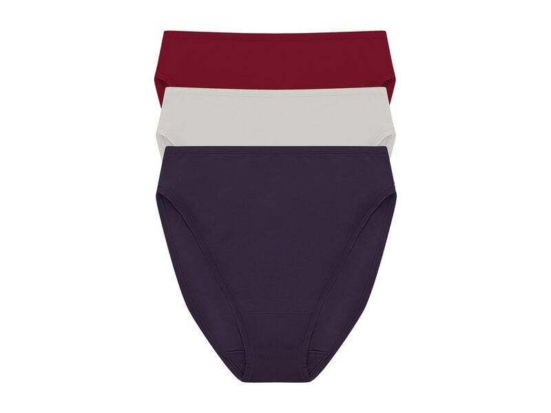 ナトリ レディース アンダー御召しもの ズボン下 綿織物 Natori Bliss Bare Cotton High Cut Brief 3-Pack Purple Dusk/Smoky/Dark Red 赤いこと