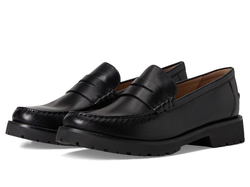 電話を掛けるハーン レディース シューズ スリッポン・ローファー Cole Haan Treena Lug Loafers Black Leather 黒いこと