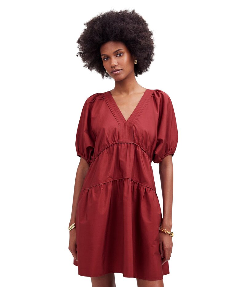 メイドウェル レディース トップス ワンピース ミニ Madewell Elora Mini - Midweight Arvind Poplin Claret