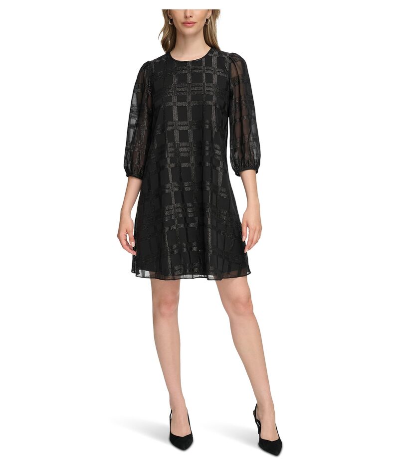 カルバンクライン レディース トップス ワンピース シフォン A ライン Calvin Klein Chiffon A-Line with Lurex Black ブラック 27,600円
