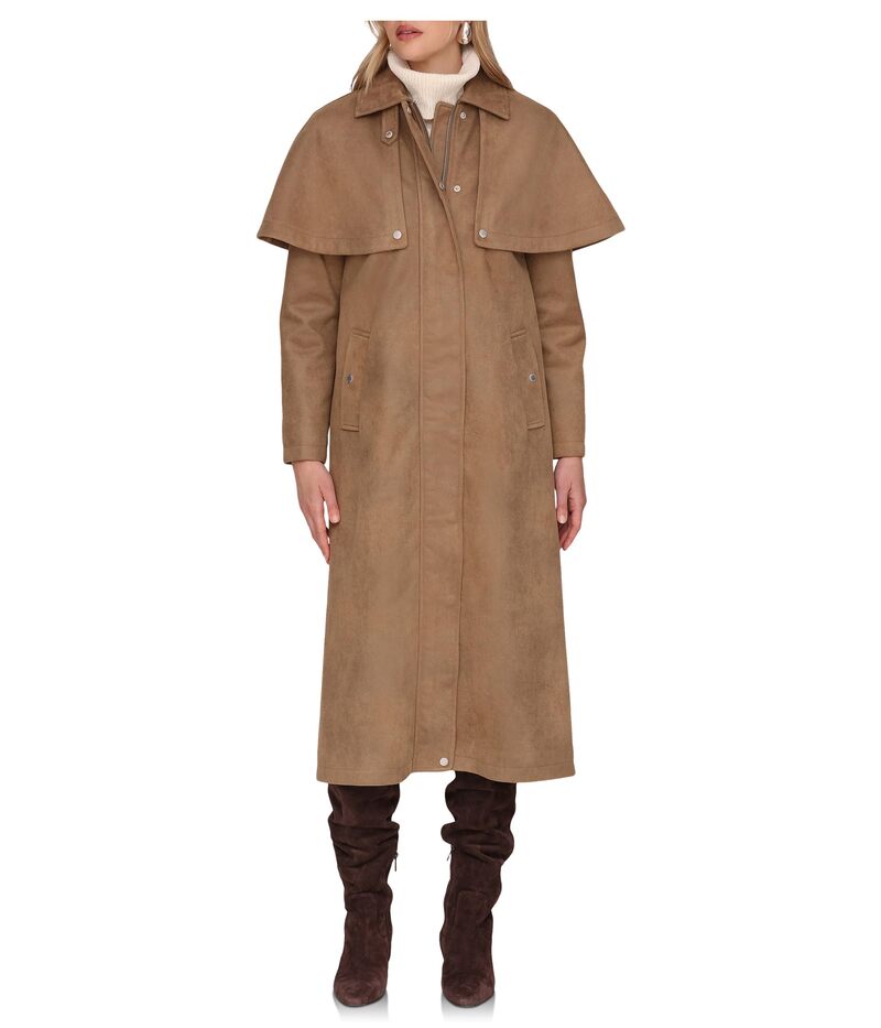 アヴェックレフィーユ レディース アウター コート ケープデザイン スエード キャップ ケープ Avec Les Filles Faux Suede Cape Trench Coat Fawn