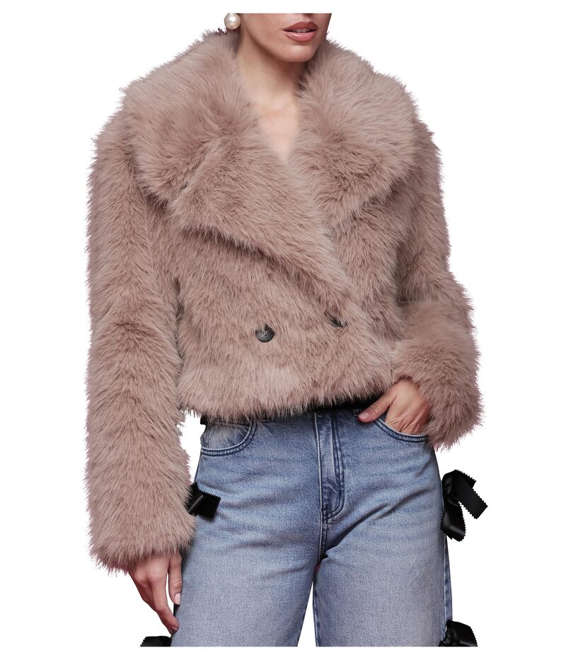 アヴェックレフィーユ レディース アウター 厚地の外套 クロップド 上衣 Avec Les Filles Cropped Faux Fur Jacketaupe トープ