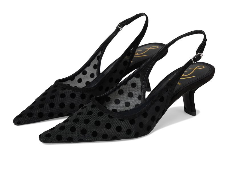 サムエデルマン レディース シューズ 踵 Sam Edelman Bianka Sling 3 Black Polka Dot Mesh 黒いこと