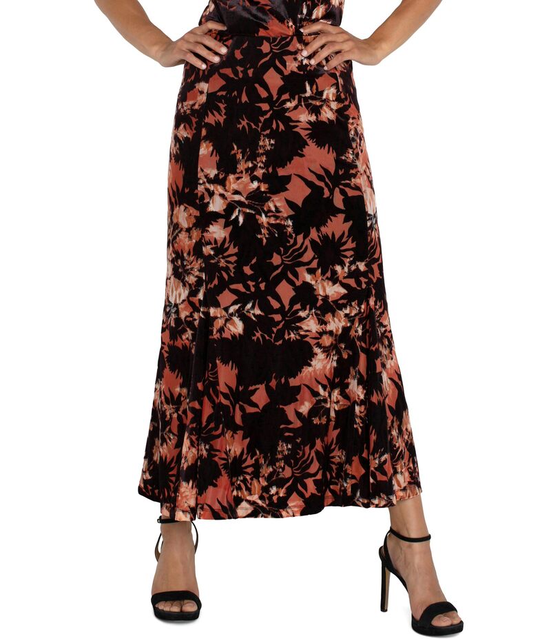 リヴァプール ロサンゼルス レディース ボトムスカート ベルベット ニット Liverpoolos Angeles Fit & Flare Pull On Skirt With Lining Mid Rise Burnout Velvet Knit Fire Opal Burnout