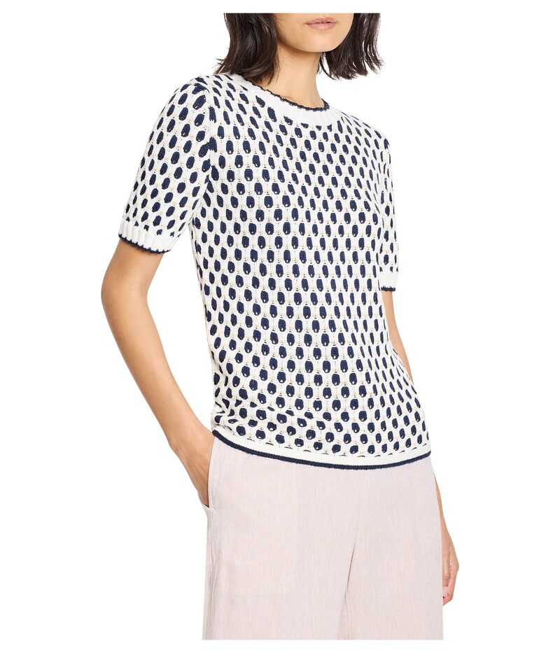 ニックプラスゾーイ レディース アウター ニット・セーター Tシャツ NIC+ZOE Geo Tuck Stitch Sweater Tee Indigo Multi インディゴ｜ReVida 店