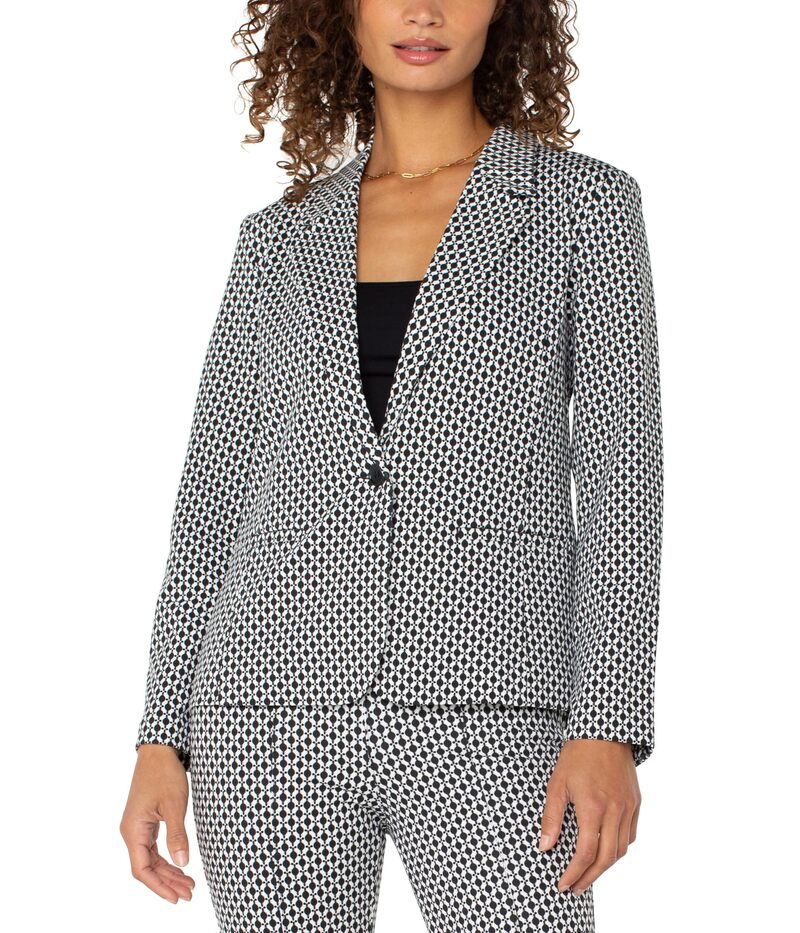 リヴァプール ロサンゼルス レディース アウター コート ブレザー Liverpoolos Angeles Fitted Blazer Black/White Batik Pattern ホワイト