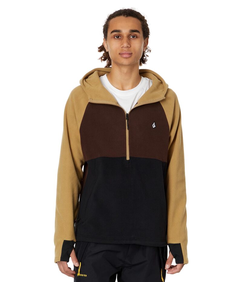 ボルコム メンズ アウター コート フリース Volcom Snow Polar Fleece Hooded 1/2 Zip Darkhaki カーキ