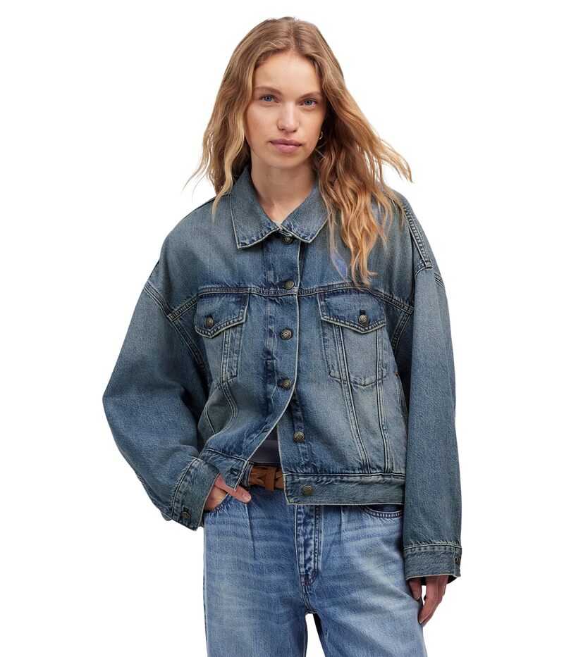 メイドウェル レディース アウター コート クロップド デニム ジャケット Madewell Relaxed Croppedenim Jacket In Billings Wash デニム