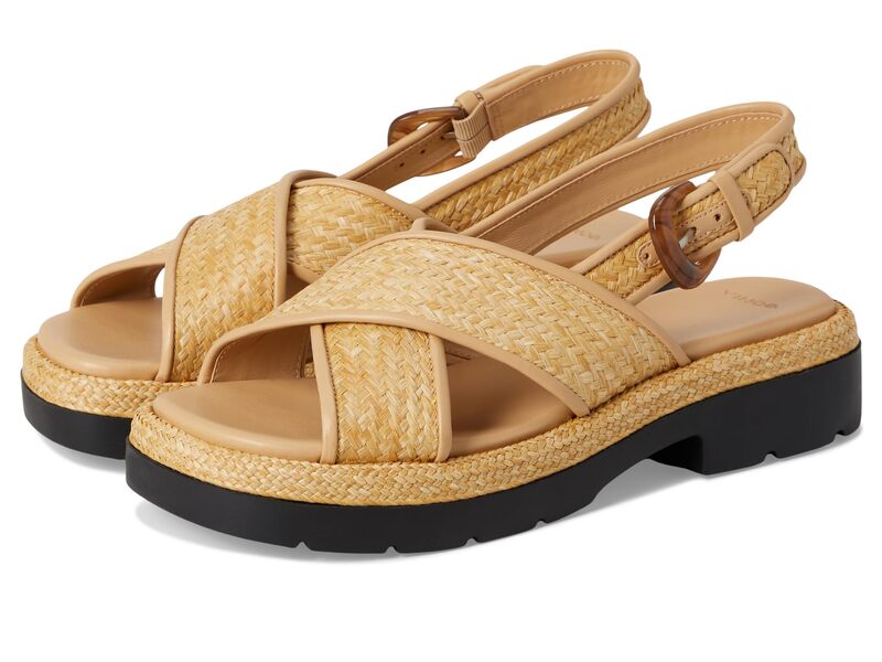 ヴィンス レディース シューズ ヒール サンダル Vince Helena Raffia Slingback Sandals Toasted Wheat Raffia|ReVida 店