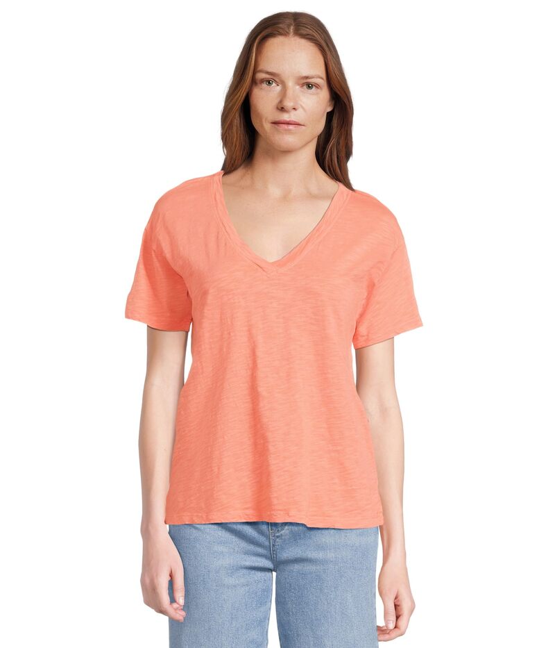 モッドドック レディース トップス ティーシャツ Vのど首 Mod-o-doc Short Sleeve V-Neck Boxy Tee Sunkist Coral コーラル シャツ・ブラウス-トップス