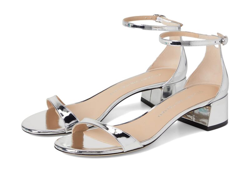 スチュアート ワイツマン レディース シューズ 踵 Stuart Weitzmanudist Block 35 Silver しろがね色