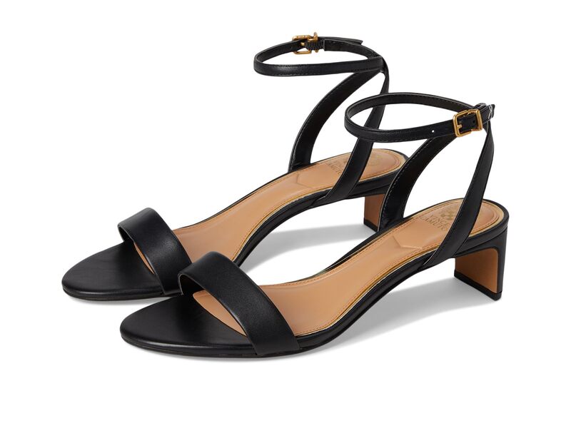 ヴィンスカムート レディース シューズ 踵 サンダル アンクル Vince Camuto Lylah Kitten Heel Ankle Strap Sandals Black 黒いこと