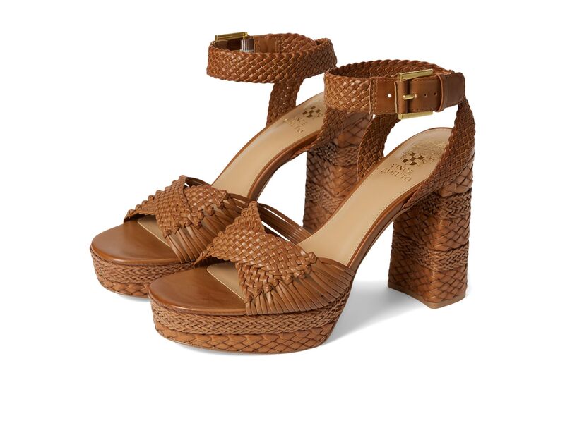 ヴィンスカムート レディース シューズ 踵 プラットホーム サンダル Vince Camuto Pessa Woven Platform Sandals Caramello