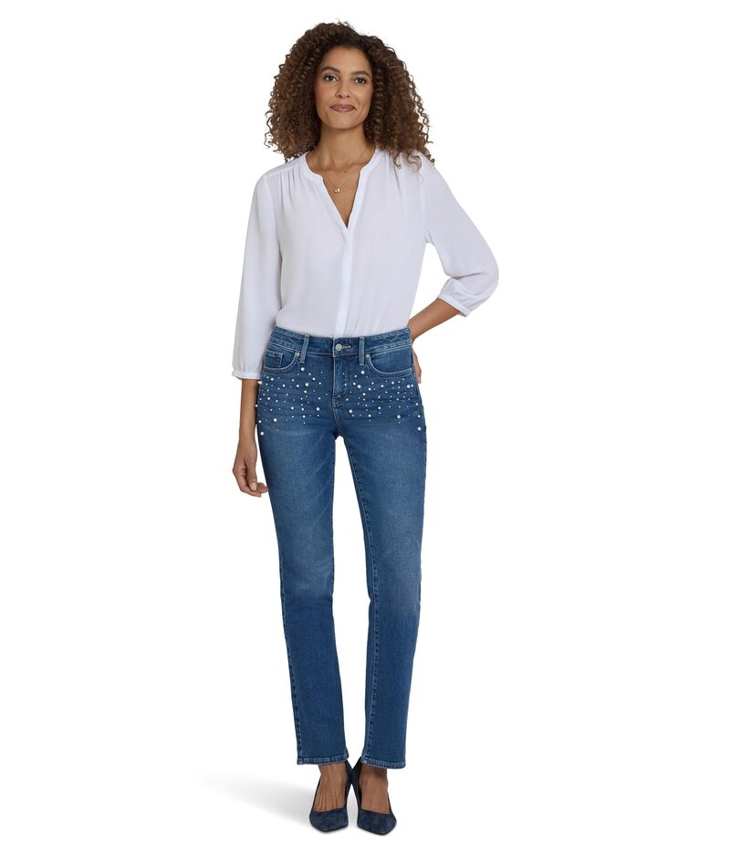 エヌワイディージェイ レディース ボトムス デニムパンツ ジーンズ NYDJ Marilyn Straight Faux Pearl Jeans in Lake Notre-Dame Lake Notre-Dame パール 19,595円