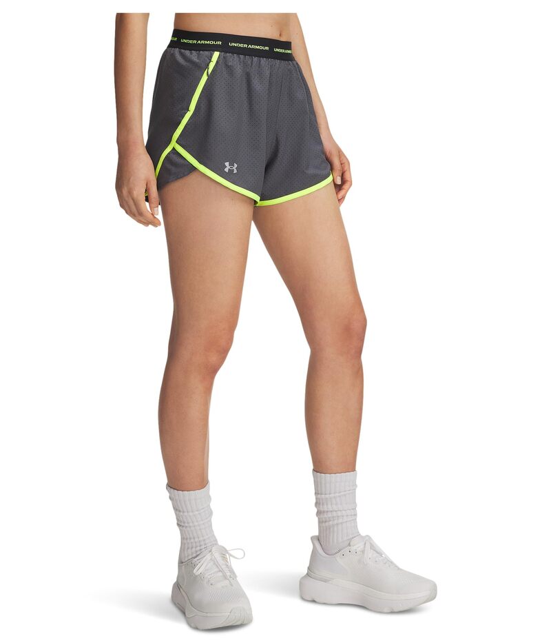 アンダーアーマー レディース ボトムス ハーフパンツ・ショーツ ショートパンツ Under Armour Fly By 3-Inch Novelty Shorts Castlerock/High Vis Yellow/Reflective イエロー