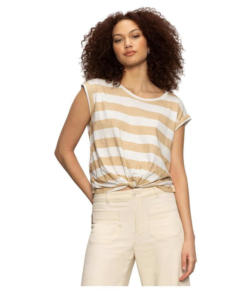 サンクチュアリー レディース トップス シャツ Sanctuary Knotted Muscle Tee White/Sandstone Stripe ホワイト