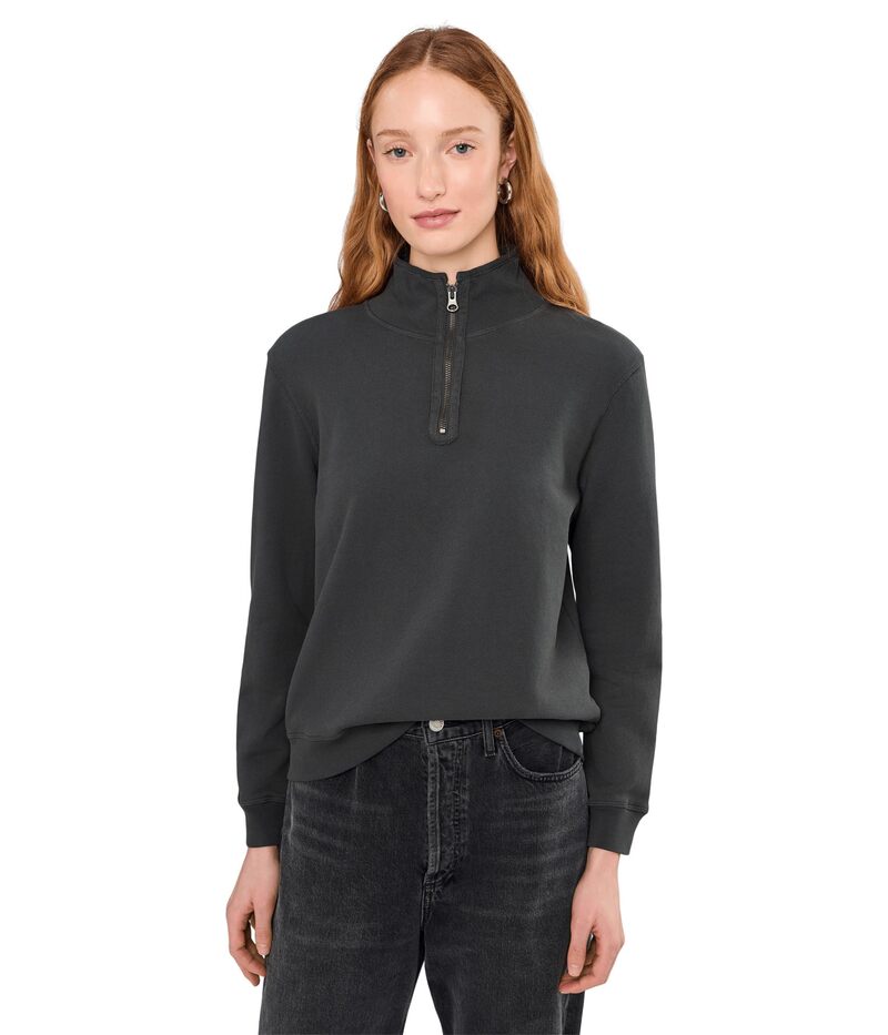 モッドドック レディース アウター パーカー・スウェット 照明ランプ素っ首 プルオーバー Mod-o-doc Long Sleeve Half-zip Funnel Neck Sweatshirt Washed Ebony