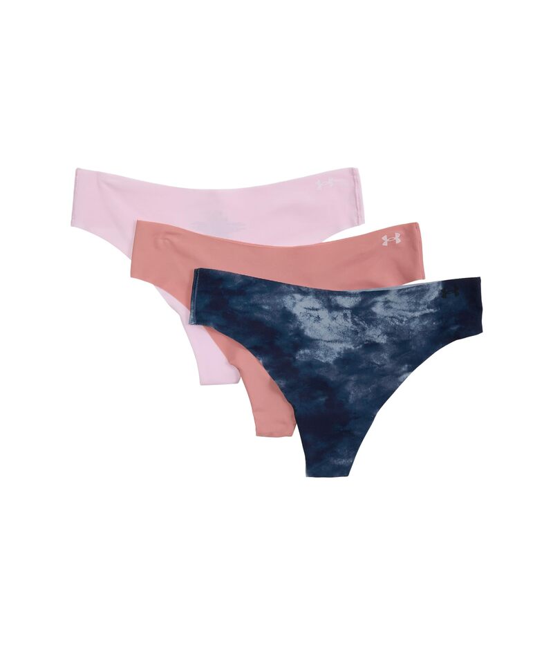アンダーアーマー レディース アンダー御召しもの ズボン下 刷り上げる Under Armour Seamless Thong - 3 PK Printed Canyon Pink サクラ色