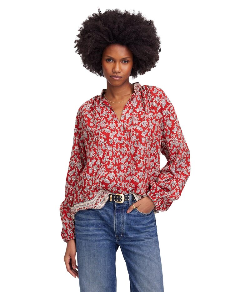 メイドウェル レディース トップス シャツ プリント コットン Madewell Tara Top - Printed Cotton Viscose Voile Ground Madder