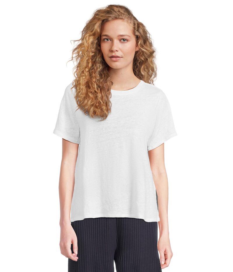 エイリーンフィッシャー レディース トップス シャツ クルーネック Eileen Fisher Crew Neck Short Sleeve Tee White ホワイト