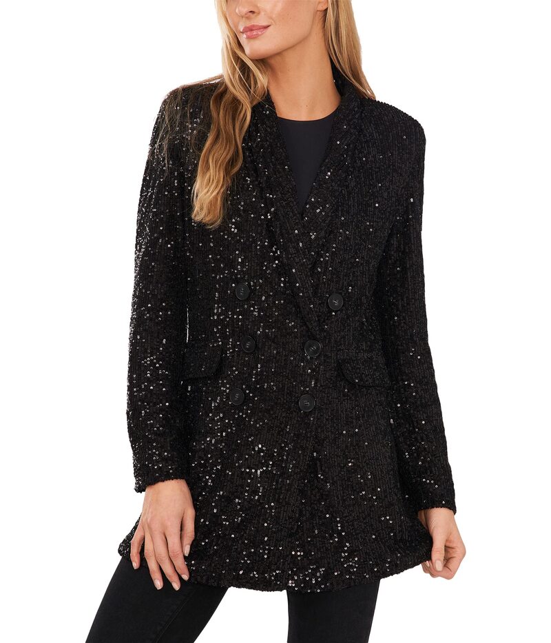 セセ レディース アウター ジャケット・ブルゾン ブレザー CeCe Long Sleeve Double-Breasted Blazerich Black ブラック