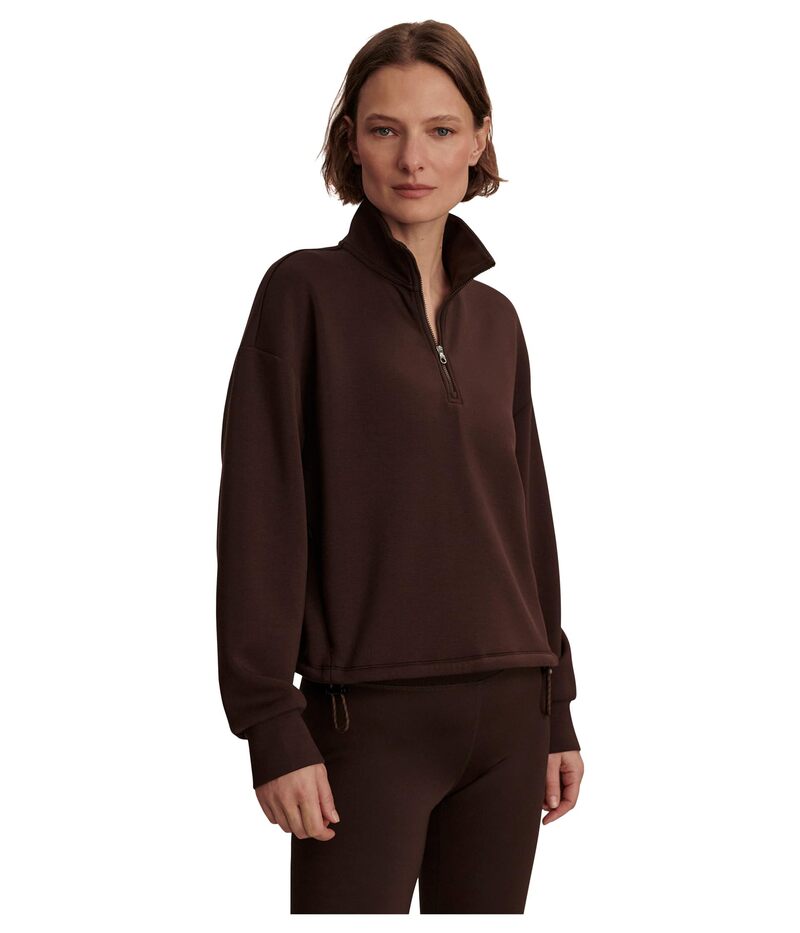 バーレイ レディース アウター パーカー・スウェット ハーフジップ クロップド Varley Sian Cropped Half Zip Midlayer Coffee Bean コーヒー