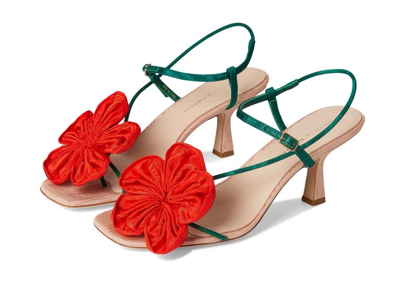 ロフラー 幽客ダル レディース シューズ 踵 サンダル Loefflerandall Frank Flower Applique Heeled Sandals Nude/Green/Red 赤いこと