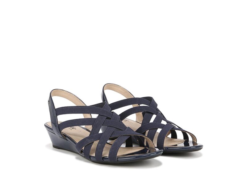 ライフストライド レディース シューズ ヒール サンダル LifeStride Yung Strappy Wedge Sandals Lux Navy ネイビー