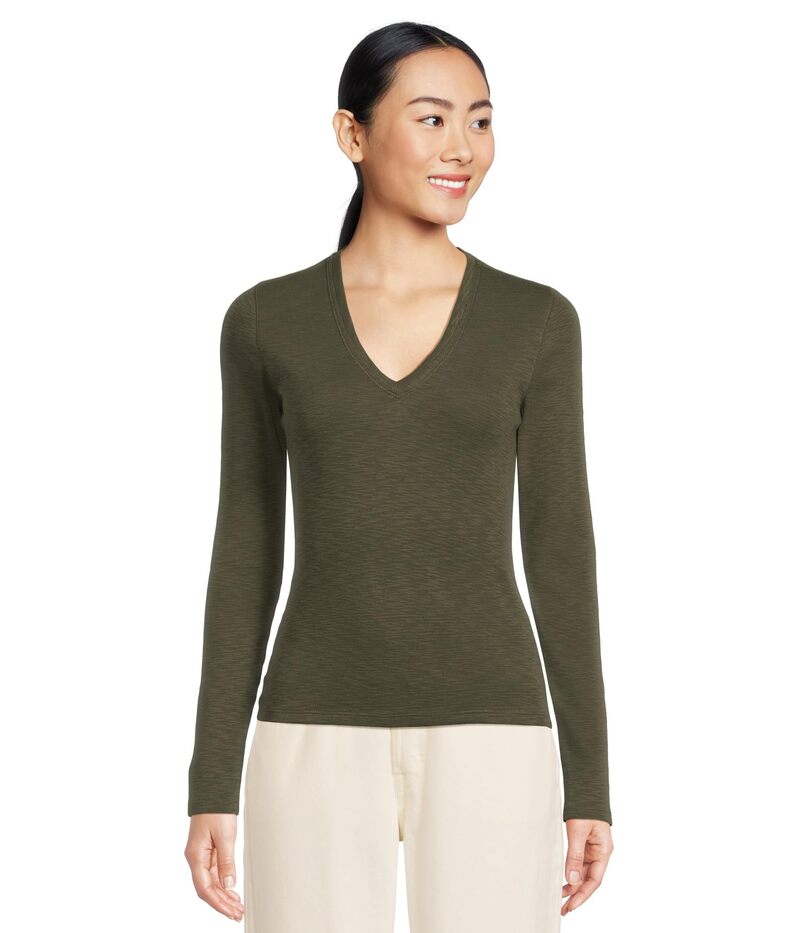 リラピー レディース トップス シャツ Vネック Lilla P Rib Slub Long Sleeve V-Neck Lichen｜ReVida 店