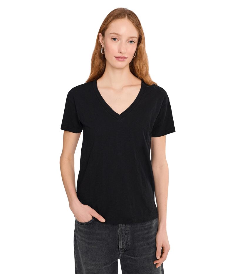 モッドドック レディース トップス シャツ Vネック Mod-o-doc Short Sleeve V-Neck Boxy Tee Black ブラック