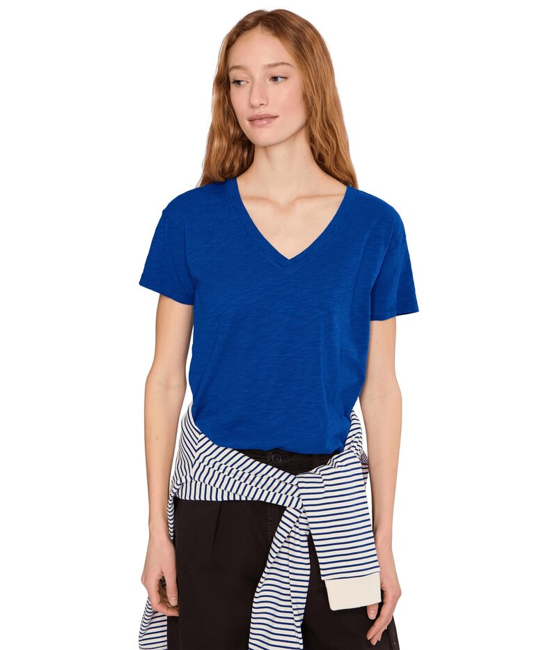 モッドドック レディース トップス シャツ Vネック Mod-o-doc Short Sleeve V-Neck Boxy Tee Sapphire サファイア｜ReVida 店
