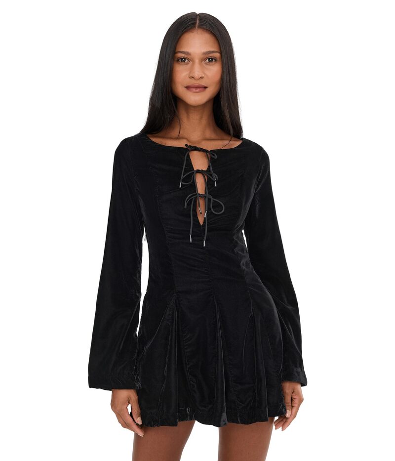 フリーピープル レディース トップス ワンピース ミニ ベルベット Free People Linney Velvet Mini Black ブラック