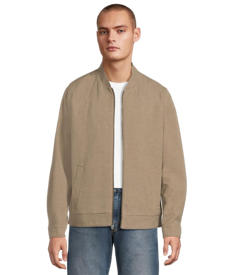 ジョンストンアンドマーフィー メンズ アウター コート Johnston & Murphy Patterened Full-Zip Brown ブラウン