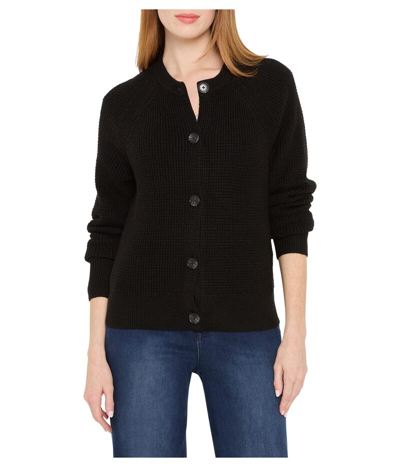 ニックプラスゾーイ レディース アウター ニット・セーター カーディガン NIC+ZOE Waffle Tuck Cardigan Black Onyx ブラック｜ReVida 店