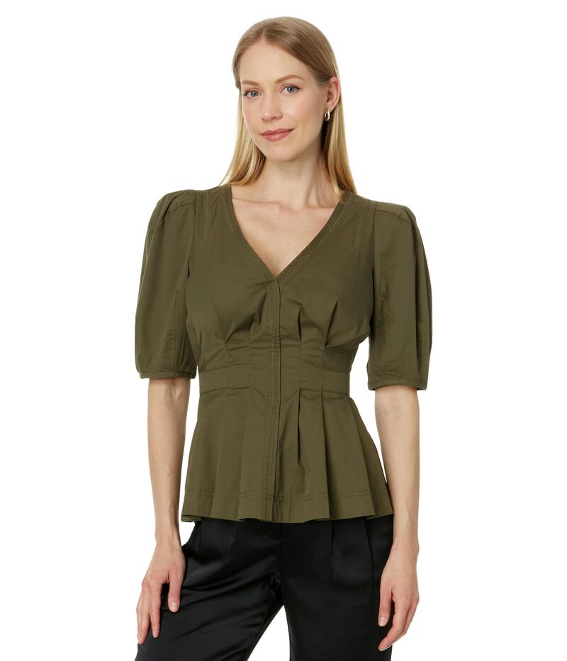 テッドベーカー レディース トップス シャツ Ted Baker Burdur Stitch Detail Puff Sleeve Top Khaki カーキ