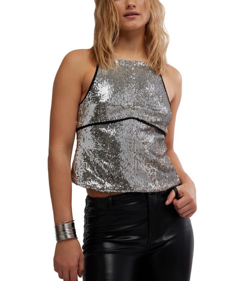 フリーピープル レディース トップス シャツ スパンコール Free People Jamesequin Tank Silver Combo シルバー