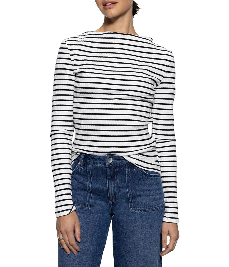 サンクチュアリー レディース トップス シャツ Sanctuary Long Sleeve Boatneck T-shirt Chalk/Black Stripe チョーク