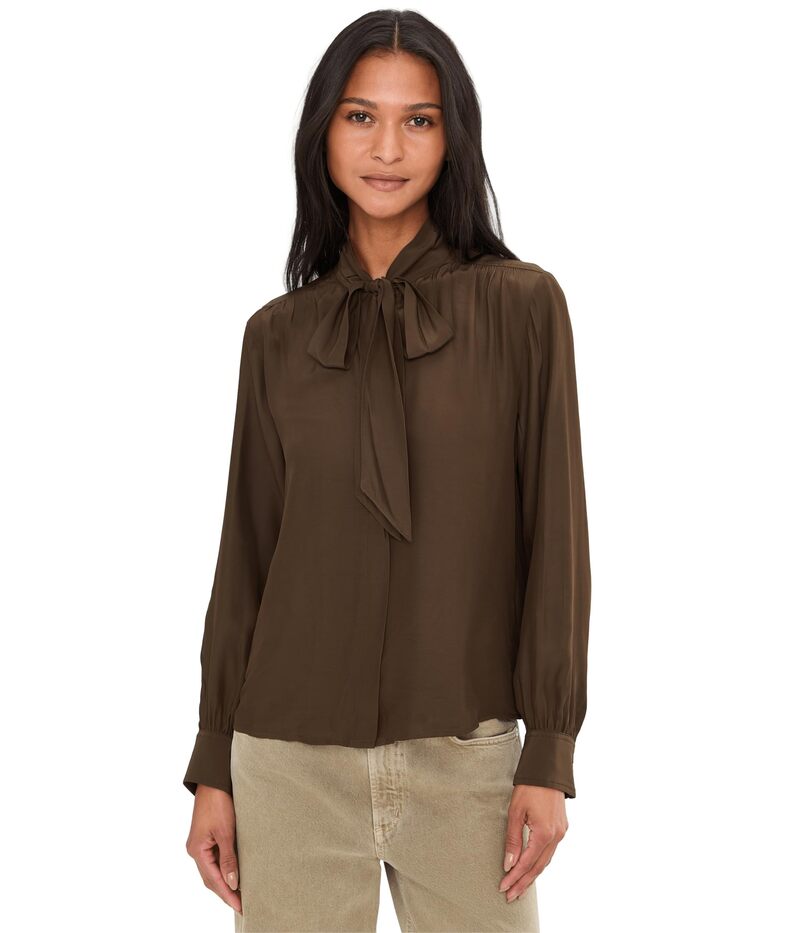 メイドウェル レディース トップス シャツ Madewell Kimberly Tie Neck Top Dark Mocha モカ｜ReVida 店